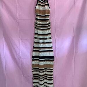 Striped Halter Maxi Dress
